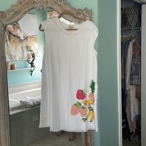 HOLDING HORSES White Mini Dress with Fruit Accents